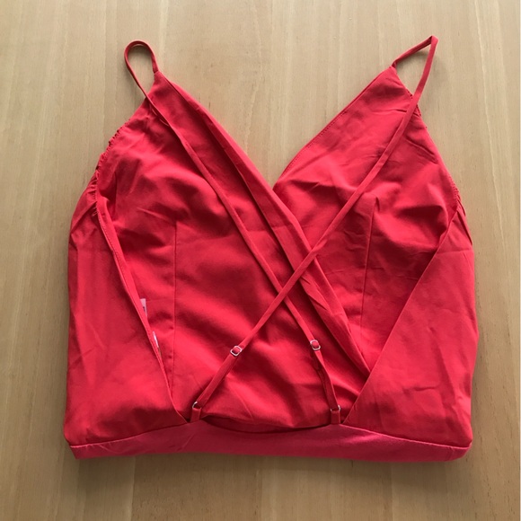 Red bodysuit with cross-back straps. - Picture 3 of 3